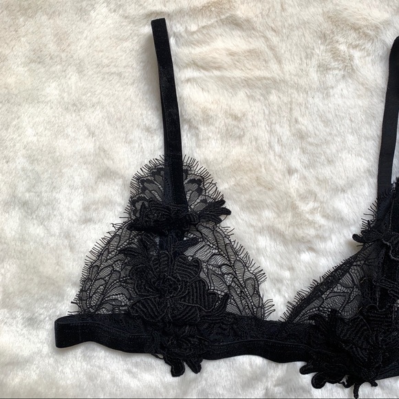 For Love & Lemons Flower Skivvies Blossom Bralette Black Size S NWT - Picture 8 of 14